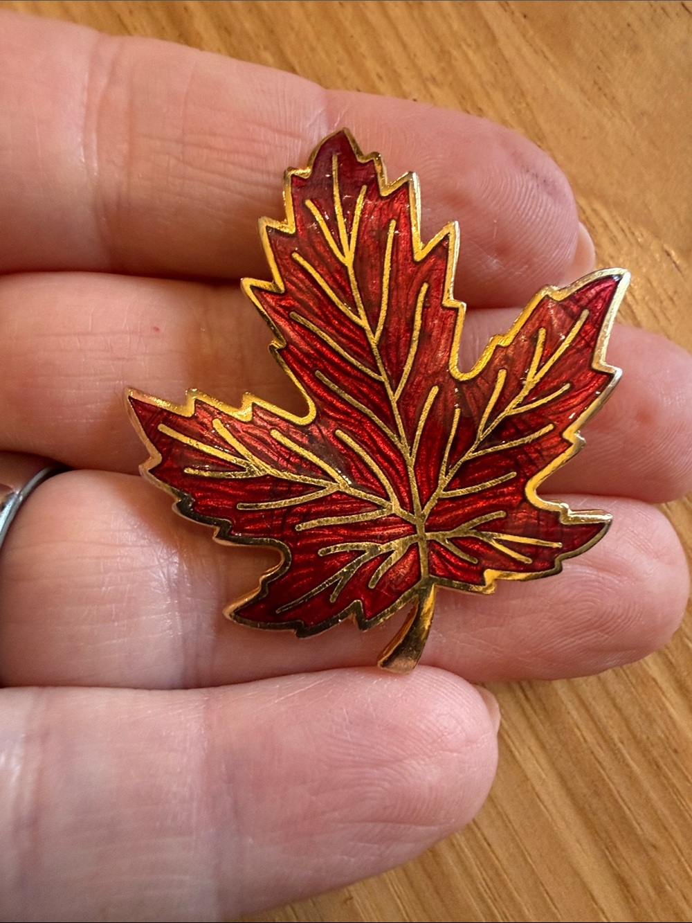 Enamel Leaf Brooch